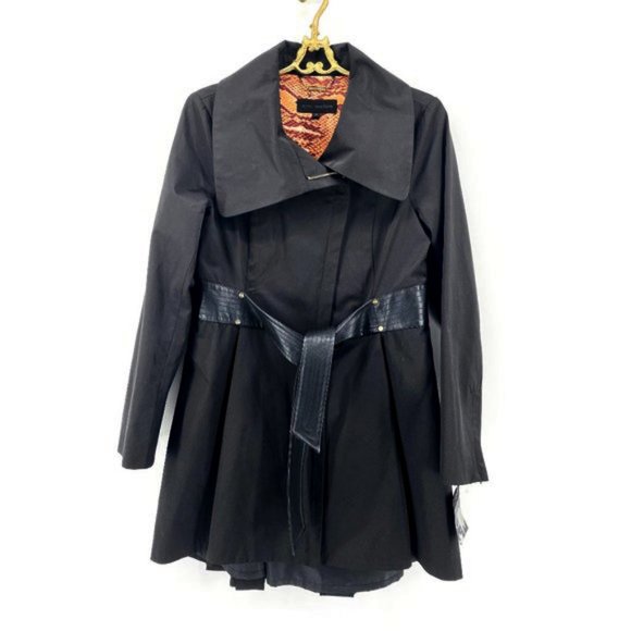 STEVE MADDEN Black Belted Hi Low Trench Coat Jacket - Picture 1 of 12